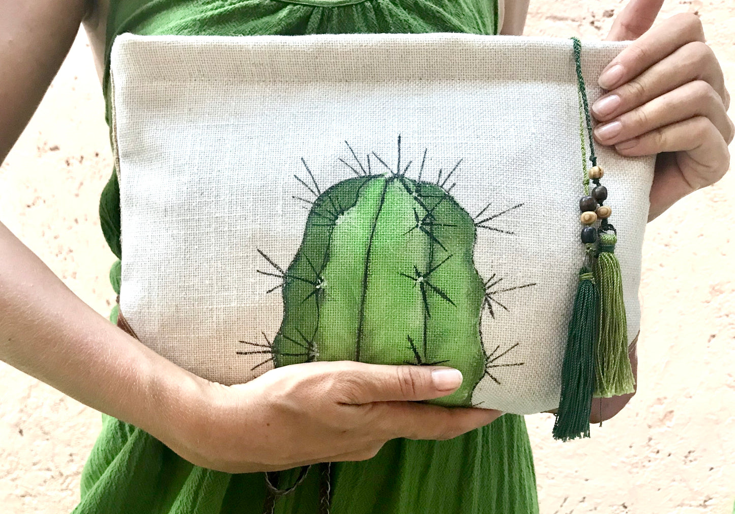 Cactus Hand painted Designer Women’s Bohemian Clutch Purse/Exclusive clutch