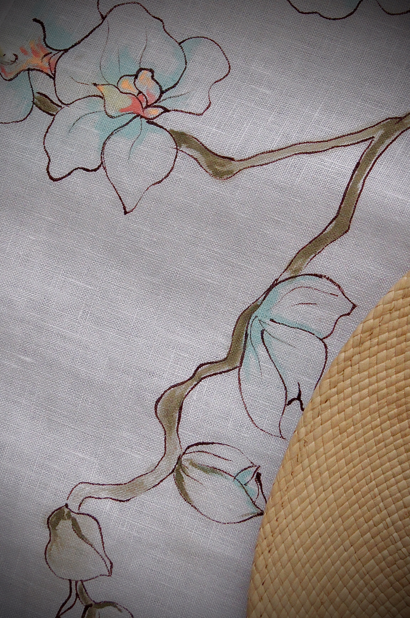 Orchid hand painted linen loose cut dress