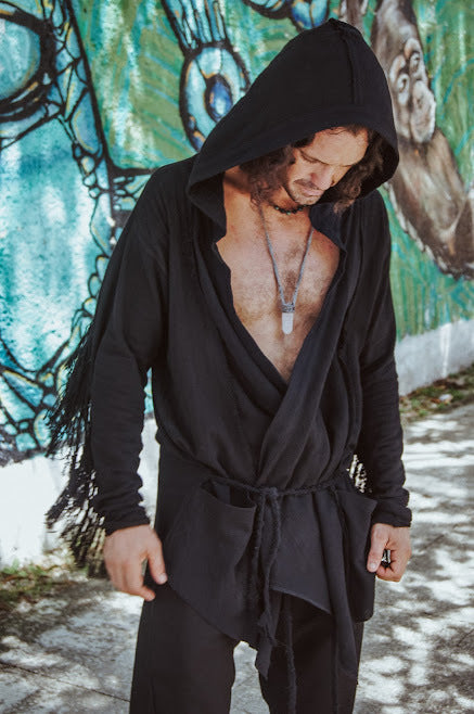 'FLY HIGH' hoody cardigan/men’s capa/men's kimono/ Bohemian men’s shirt/Boho chic shirt/hood shirt/party kimono