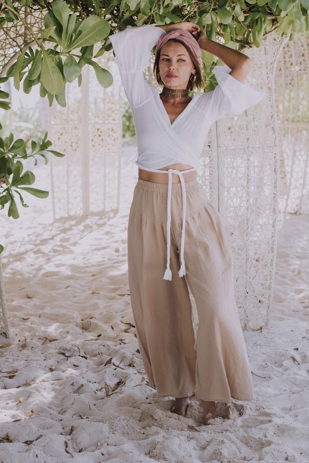 'JUST CHILLING' gauze pants/Boho pants/Relax cut pants/ High waisted pants/beach gauze pants