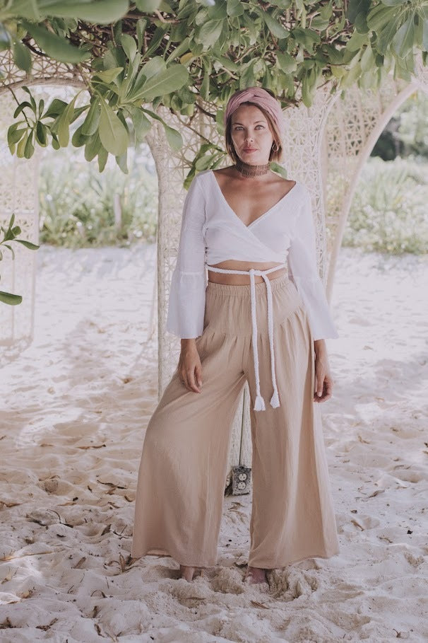 'JUST CHILLING' gauze pants/Boho pants/Relax cut pants/ High waisted pants/beach gauze pants