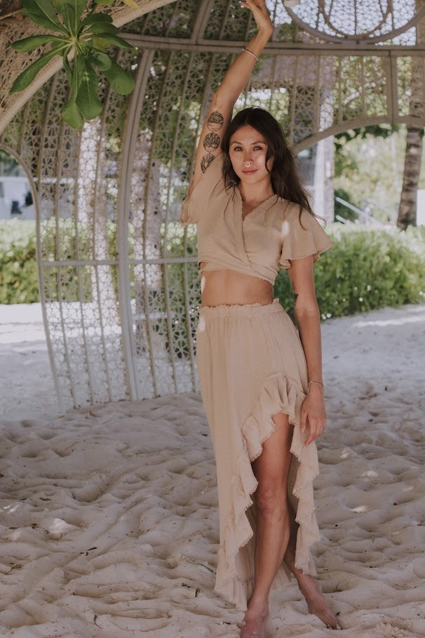 'CHOOSE HAPPY ' gauze skirt- Boho skirt- Relax cut skirt- gypsy skirt- beach gauze skirt