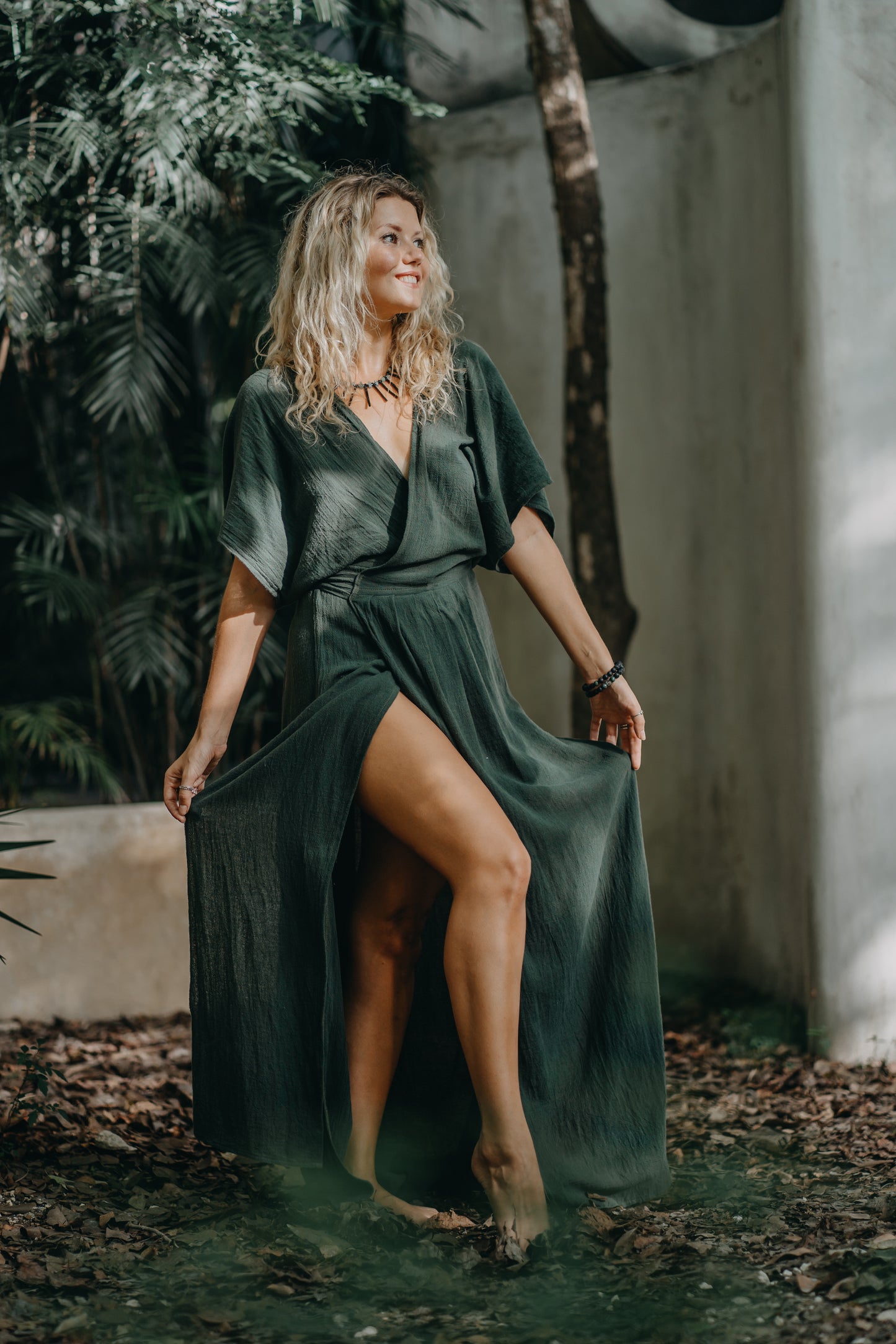 'EMBRACE YOURSELF' wrap dress/cotton wrap maxi dress/boho dress